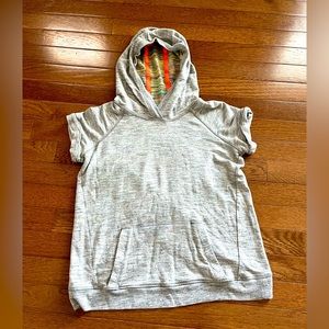Athleta Girl short sleeve hoodie - cross back - size L/12 - heather gray